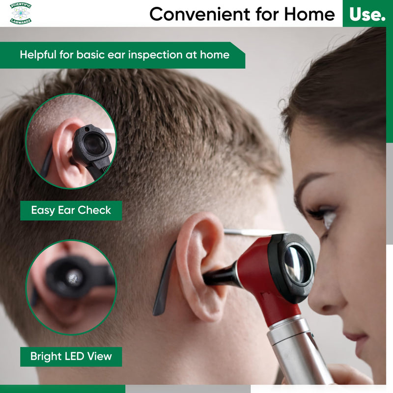 Otoscope - Ear Scope with Light, Ear Infection Detector, Pocket Size (Burgundy) Burgundy