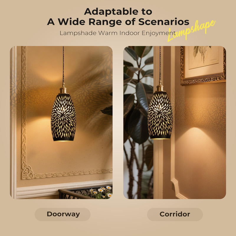 Metal Pendant Lamp Shade, Chandeliers Cover Mini Oval Light Shade Replacement Lampshade Only Light Fixtures for Kitchen Island 1-Pack, 7.8" Height x 4.5" Diameter (Chrysanthemum Pattern) Chrysanthemum Pattern