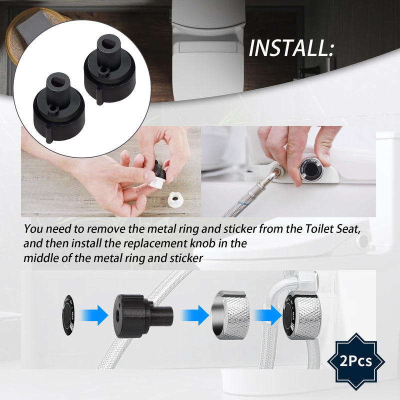 Replacement Knob(2Pcs) Compatible with Brondell Bidet Toilet Seat Non-Electric Bidet(For the center plastic section only) - Black (2) 2