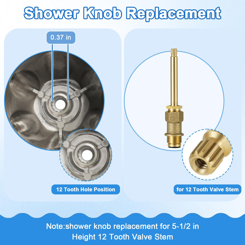 3 Piece Shower Knob Replacement, Compatible with Price Pfister Verve and Bathtub Shower Faucet Handle Include Hot/Cold/Diverter Shower Knob and Flange Base (Polished Chrome) 3