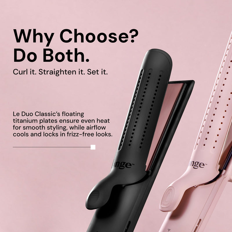  [AUSTRALIA] - L'ANGE HAIR Le Duo 360° Airflow Styler - 2-in-1 Curling Wand & Titanium Flat Iron Hair Straightener - Professional Hair Styler - Hair Curler with Cooling Air Vents - Adjustable Temp.