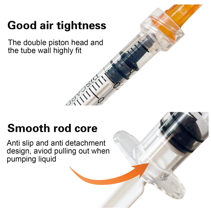 100 Pack 1mL Syringe 25Ga 1inch, Scientific Labs, Measuring and Refilling Inks 1mL 25Ga 1in 100