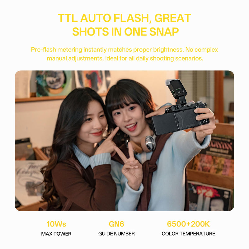 VILTROX Z2 Mini TTL Camera Flash, Foldable Camera Speedlite (for Sony) | TTL Flash, 52g Lightweight, 60mm Pop-Up Foldable, 5-Level Manual Power, USB-C Rechargeable Hot Shoe Speedlite With Diffuser for Sony