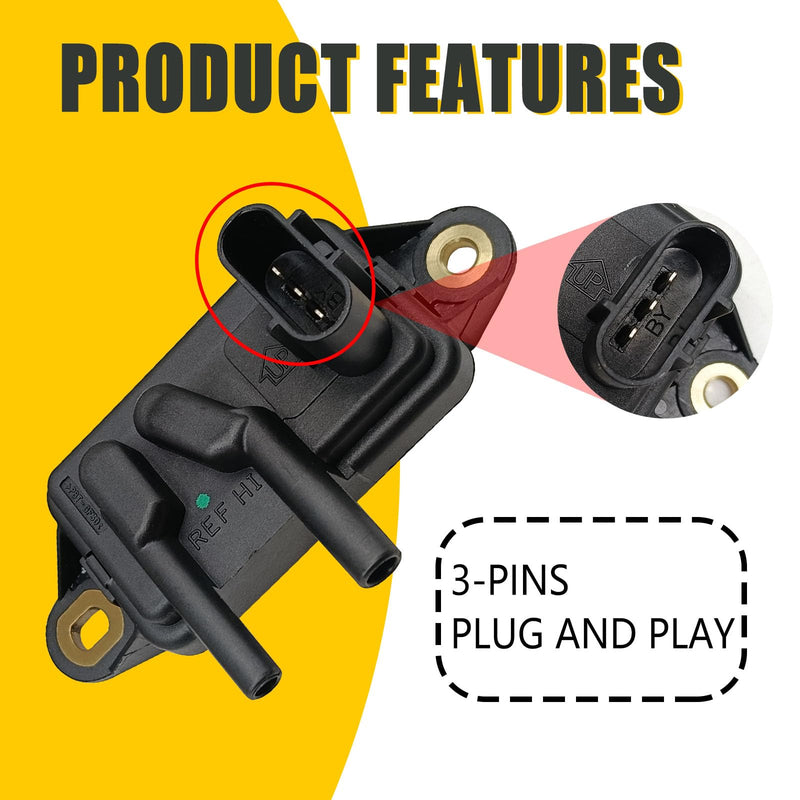 EGR Valve Pressure Sensor DPFE15, F77Z9J460AB, VP8T - Compatible with F0rd F-150 F-250 F-350 Ranger, Lincoln Town Car, Mercury, Mazda B2500 B3000 - Replaces 1L3Z9J460AA