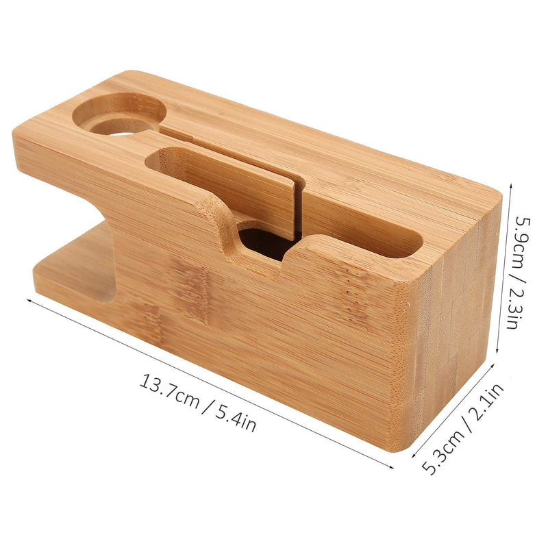 Pssopp Bamboo Charging Station, Wooden Charging Station Desktop Docking Station Organizer for Cellphone Smart Watch Tablet Charging Cables