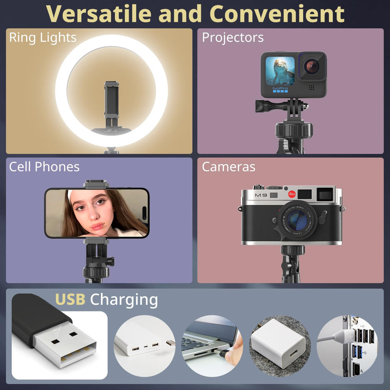 UBeesize 12” Selfie Ring Light with 62” Extendable Tripod Stand & Remote, LED Circle Light with Phone Holder for Video Recording/Makeup/Content Creator (YouTube/TikTok/Twitch), Phone, Camera & Webcam Black 12"