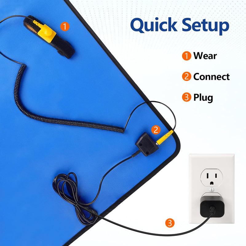 Portable Anti Static ESD Mat Kit for PC Building & Electronics Repair – Static Dissipative Protection with Wrist Strap, Alligator Clip & Grounding Plug for DIY, Students & Home PC Upgrades (Upgraded) Upgraded Kit (Storage Bag + 13in Strap)