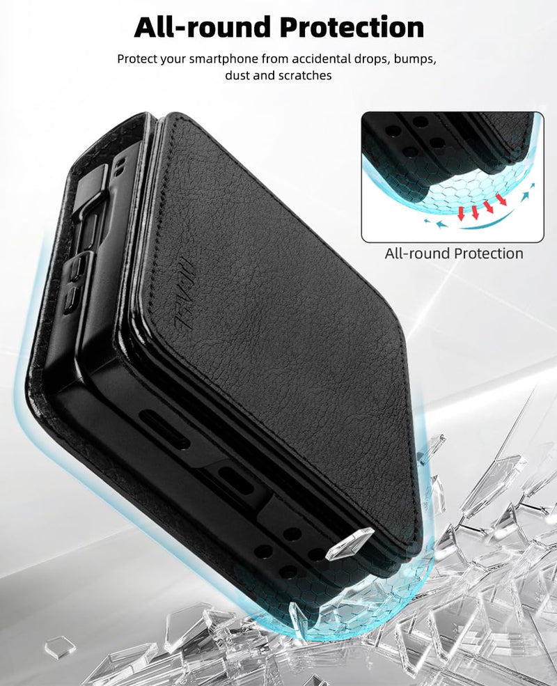 OCASE for Samsung Galaxy Z Flip8 Crossbody Wallet Case, Black | PU Leather Handbag Phone Purse, RFID Blocking, 4 Card Holders, Wrist Strap, Shoulder Strap, case for Z Flip 8 2026