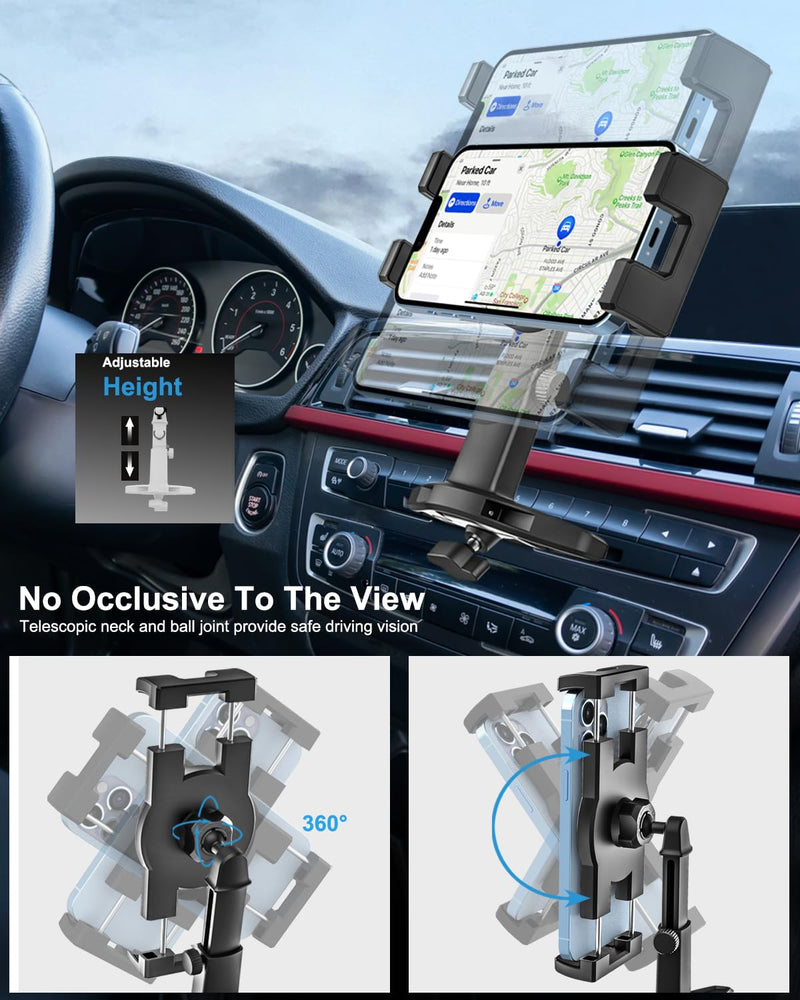 CD Slot Phone Mount, [Height Adjustable] CD Player Car Phone Mount, Universal Ultra Sturdy CD Cell Phone Car Mount for iPhone Air 17 Pro Max 16 15 14 13 12 11 X Plus, Android, All Smartphones