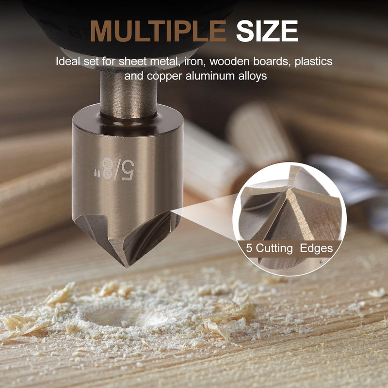 5 Pcs Step Drill Bit & 5 Pcs Countersink Drill Bit Set, Titanium High Speed Steel Step Drill Bit, 50 Sizes of Step Bits for Metal, HSS Step Bit with Aluminum Case for DIY, Multiple Hole Stepped Up Bit 11PCS Step Drill Bits Set