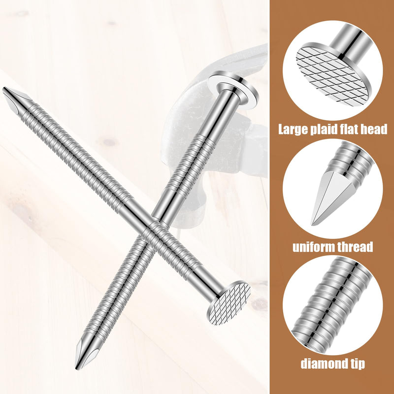 Tandefio 2 Pound Box Siding Nails Roofing Tile and Slating Rust Resistant 304 Stainless Steel Hardware Nails for Redwood Cedar Wood Siding Nail Decking Roof Slating(1-3/4 Inch,Sliver) 1-3/4 Inch Sliver