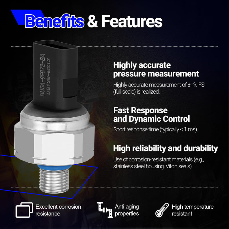 BU5Z-9F972-B Fuel Injection Pressure Sensor for Ford Mustang Explorer Focus Taurus Lincoln MKZ Navigator Replace# CM-5250 BU5Z-9F972-B BU5A-9F972-CA