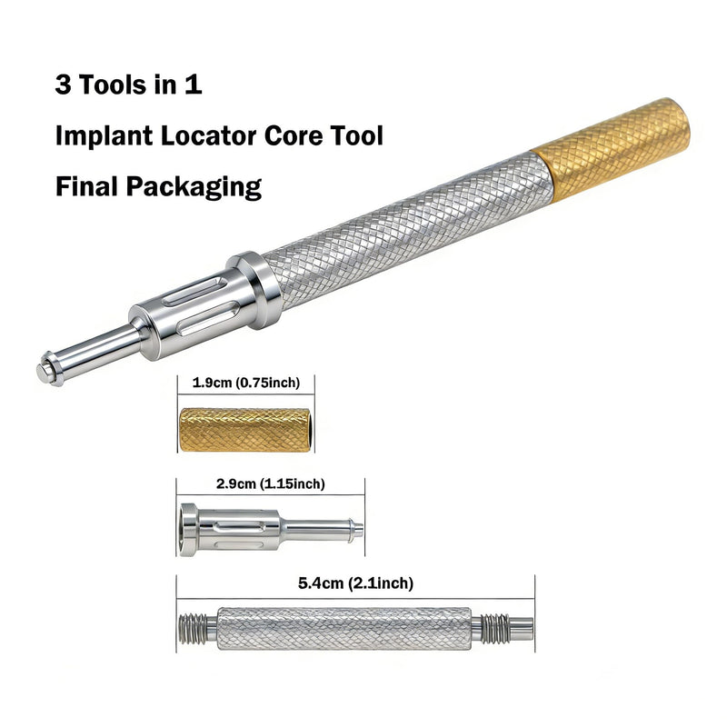 Universal Locater Core Tool Retention Caps Insertion Extraction Cap Bar Removal Male Cap (Locator Core Tool - Golden) Locator Core Tool - Golden