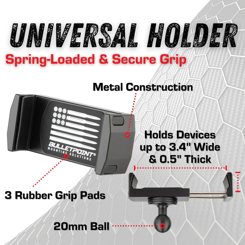 Bulletpoint Adjustable Universal Cup Phone Holder for Car with Carbon Fiber Kevlar Arm Compatible with iPhone Samsung Google Smartphones (Universal Phone Holder) Universal Phone Holder