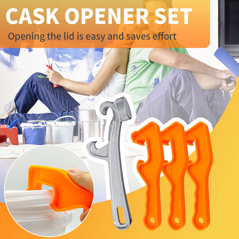 1Pcs Aluminum 3Pcs Plastic Bucket Lid Opener 5 Gallon Paint Can Opener Lid Wrench Metal Can Opener for Home Industrial
