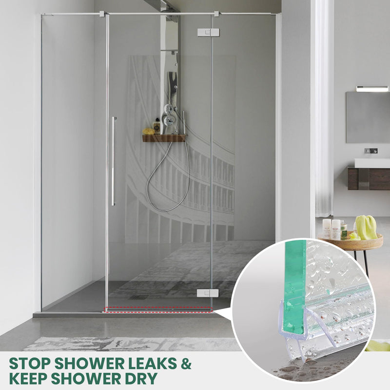2 Pack Shower Door Bottom Seal 1/2" x 39" Glass Door PVC Seal Strip Suitable for 1/2 Inch Glass Frameless Shower Door Seal Strip Stop Shower Leaks 1/2" x 39" (2 Pack)