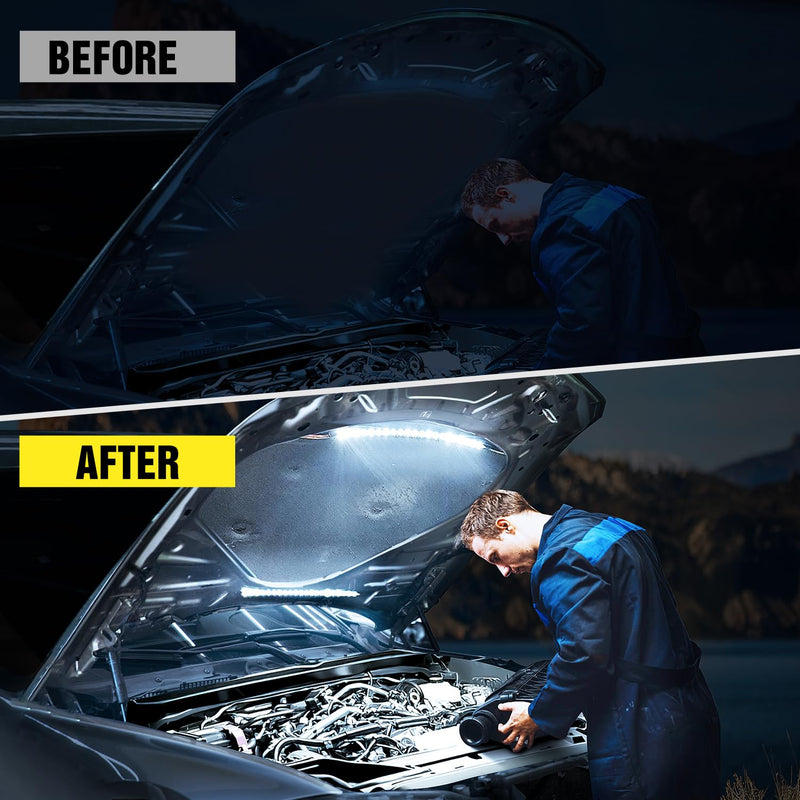 Nilight 2pcs Under Hood Light Strip 42LED Waterproof Underhood Work Light with On/Off Switch Blade Fuse Engine Bay Repair Light White 12V for Car Truck SUV 15.7 Inch 2PCS
