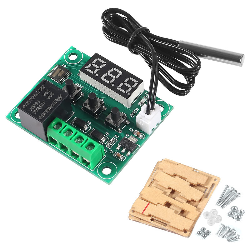 6pcs W1209 DC 12V Digital Temperature Controller Board Blue Digital Display Thermostat -50-110°C Electronic Temperature Temp Control Module Switch with Waterproof Case 6pcs Blue