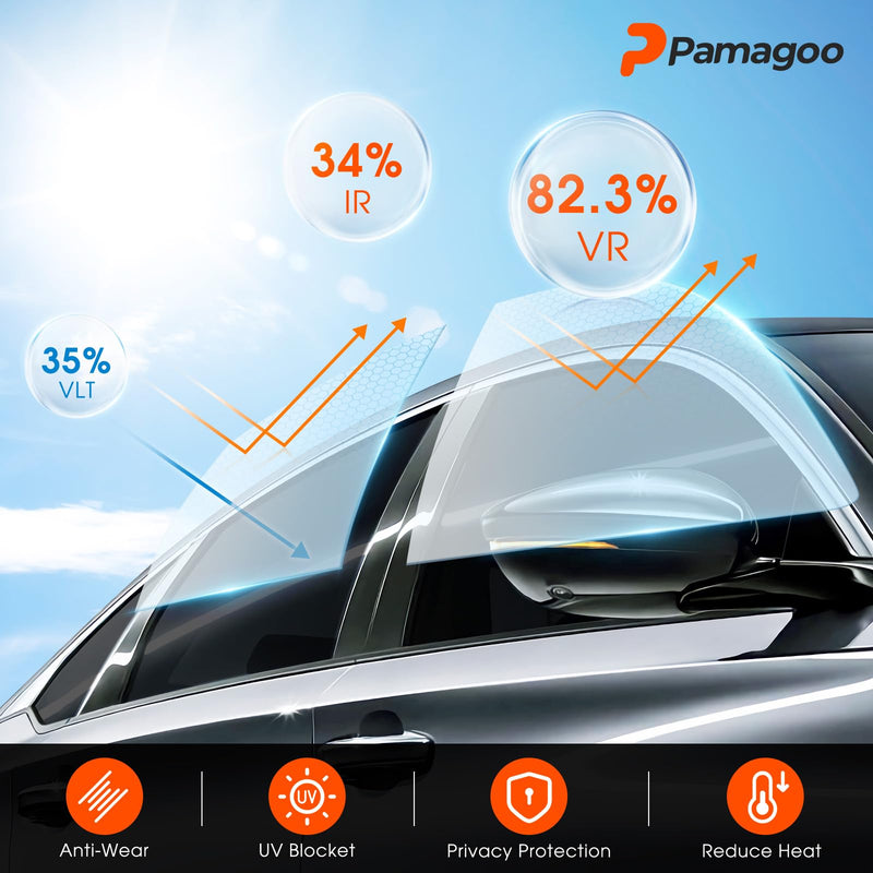 [2025 Upgrade] PAMAGOO Car Window Tint 35% VLT, 35 Percent Nano Ceramic Window Roll 20"Inch x 20'Ft, Automotive Car Tint for Privacy Sun & Glare Protection UV Heat Blocking, Scratch Resistant 5-Layer 20in x 20ft