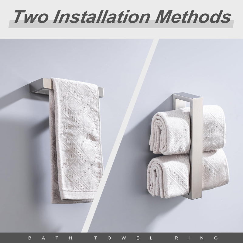 Towel Bar, 9 Inch Hand Towel Holder Wall Mount, Towel Racks for Bathroom Accessories, Stainless Steel Towel Ring Hardware (Brushed Nickel, 2 Pack) Brushed Nickel