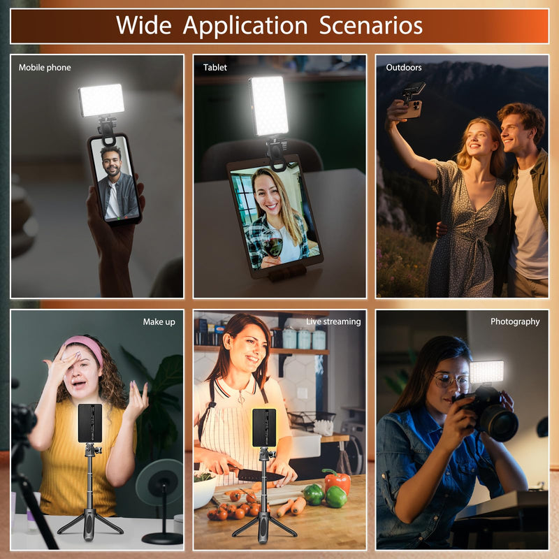 120 LED Video Light, Portable USB Photo Light Dimmable 2500-9000K CRI 95+ 5000mAh Battery with Tripod and Clip, Photo Lamp for Phone/iPad/Laptop/Camera ST120