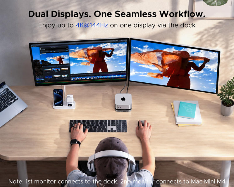 Acer Gadget Mac mini M4 Dock, 8TB M.2 NVMe/SATA SSD Enclosure & Stand, 4K@144Hz HDMI 2.1, 10Gbps USB-C & USB-A Hub, SD/TF Card Reader, 3.5mm Audio, Aluminum Docking Station for Mac mini M4 & M4 Pro Black