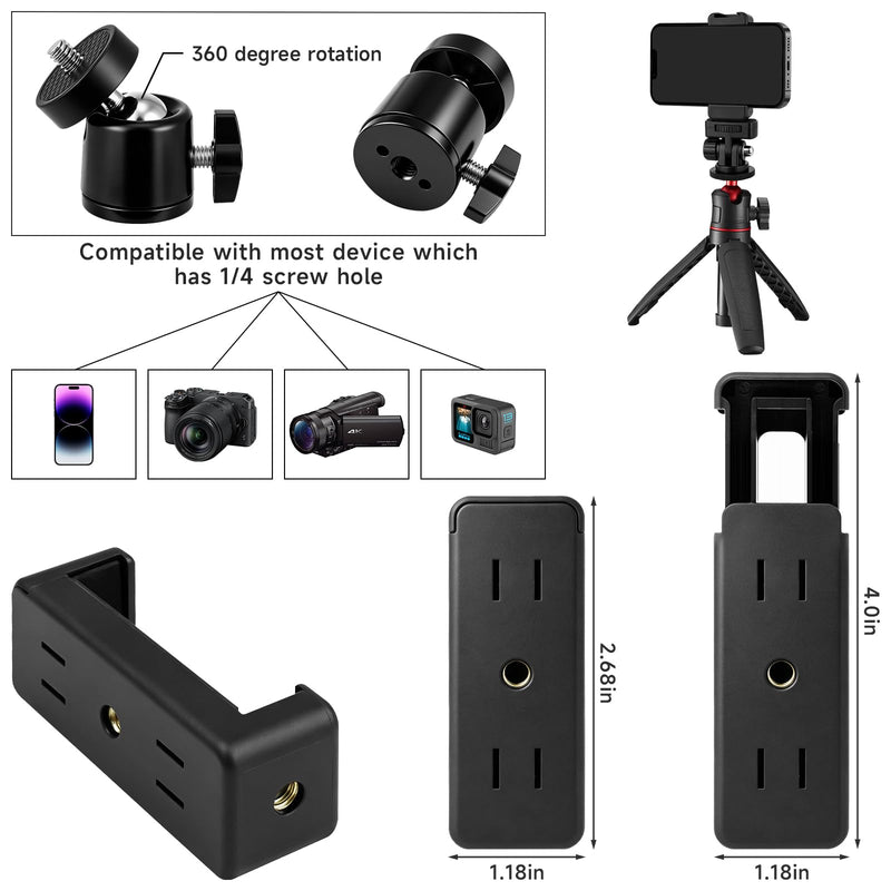 30Pack Camera Tripod Screw Mount Kit, 1/4" & 3/8" Camera Screw Adapter | with Ball Head, Cold Shoe Mount, Phone Clamp, Flash Hot Shoe Adapter for Camera, Tripod, Ring Light, Mic & LED Video Light
