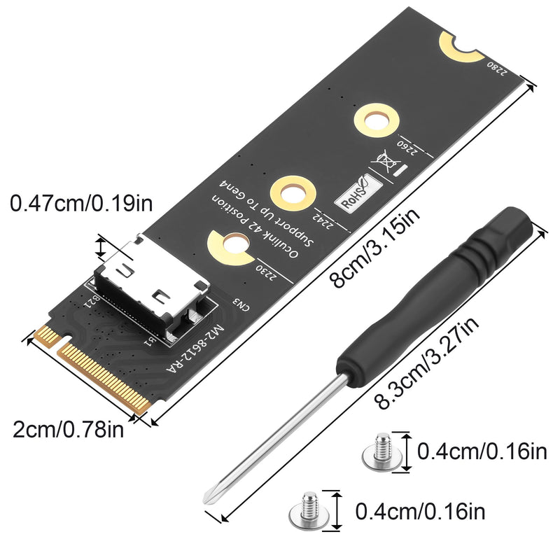 M.2 NVMe M-Key to OCuLink SFF-8611/SFF-8612 PCIe 4.0 x4 Adapter, Vertical 2280 NGFF SlimSAS Converter, Gen4 Expansion Card for Mini ITX, NUC, Desktop PC, Server U.2 NVMe SSD (Model C)