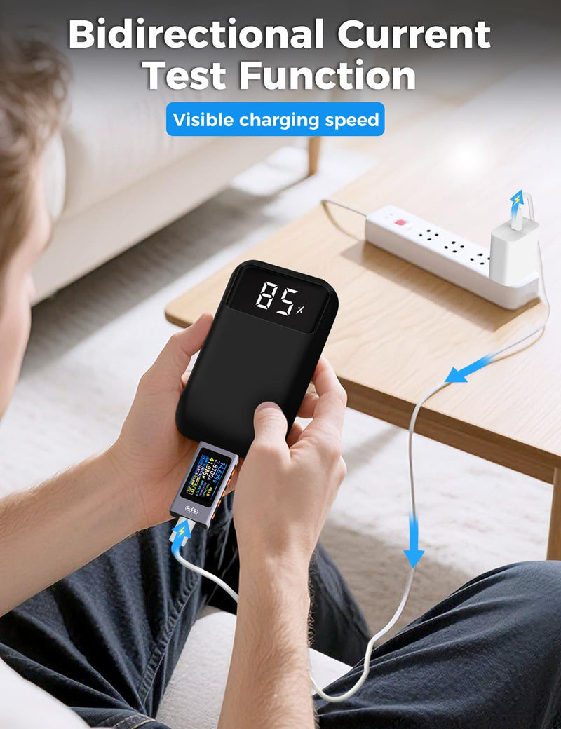 UT01C USB Tester, 3.3-40V 0-12A USB C Cable Tester, Voltage Current Power Tester Multimeter, Fast Charging Protocol Detection Ripple Measurement, PD2.0/PD3.1, QC2.0/QC3.0/QC4.0 (Purple) Purple
