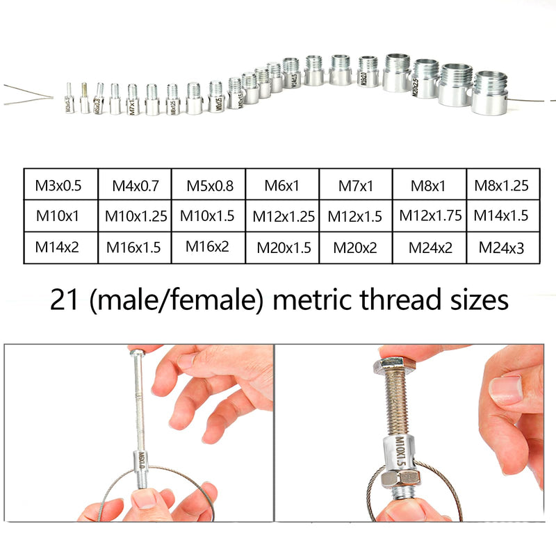 Nut and Bolt Thread Checker 45 Male/Female Thread Gauges (24 SAE/Inch & 21 Metric) Nut and Bolt Thread Size Checker Thread Identifier Gauges for Quickly Identify and Verify 45 Gauges - 24 Inch & 21 Metric