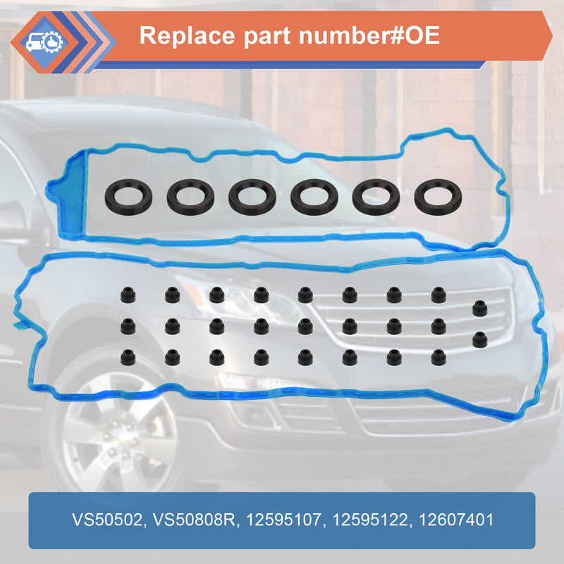 Engine Valve Cover Gasket Set Compatible with Buick Cadillac Chevy GMC Vehicle 2008-2017 Lacrosse Enclave, CTS XTS STS ATS, Impala Traverse Equinox Camaro, Terrain Acadia, Replace#VS50502, VS50808R