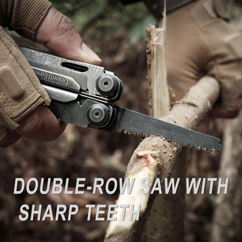 GrandHarvest Multitool, 25-in-1 Spring Loaded Pliers Multi Tool, Each Tools with Safety Lock-Stainless Steel Multi-Tool, Propylene Sheath, Survival Gear for Camping, Hiking, Multi Plier, Pocket Knife