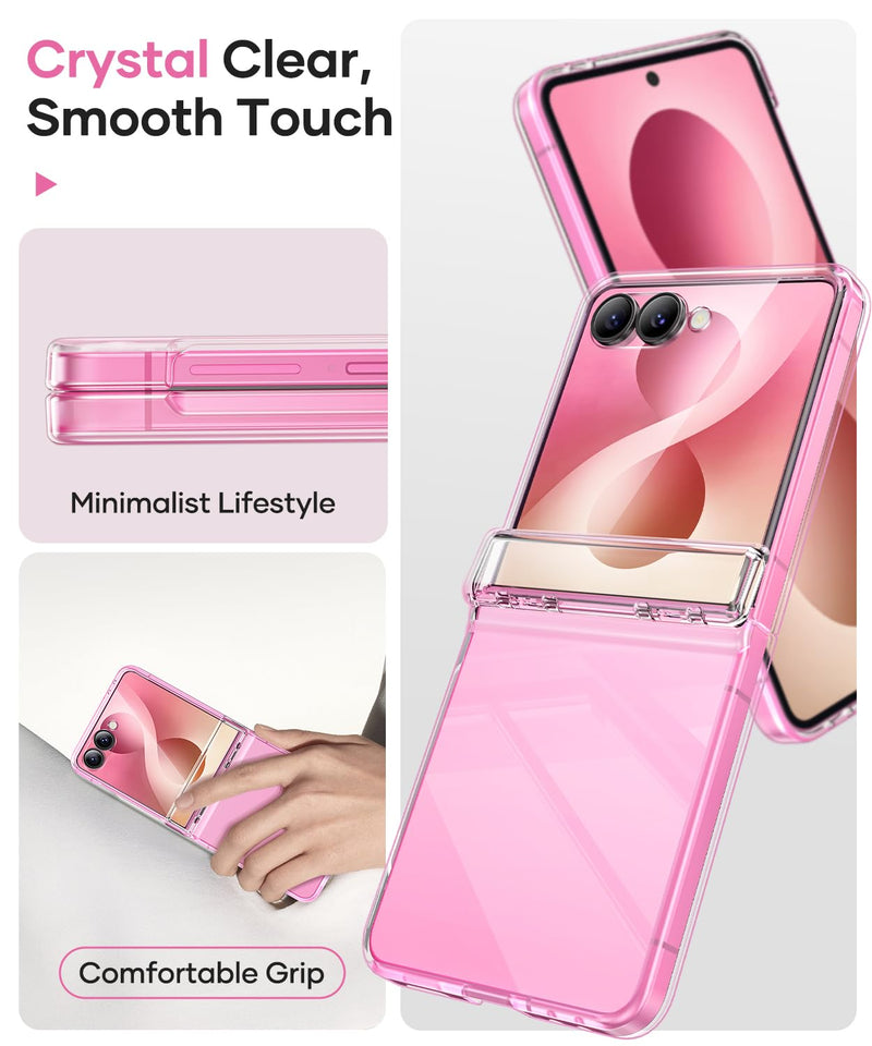 Vihibii for Samsung Galaxy Z Flip 8 Case with Hinge Protection, Clear | Non-Yellowing, Outer Screen Protector, Shockproof, Anti-Slip, Full Body Protective, Durable, Transparent, Slim, Transparent