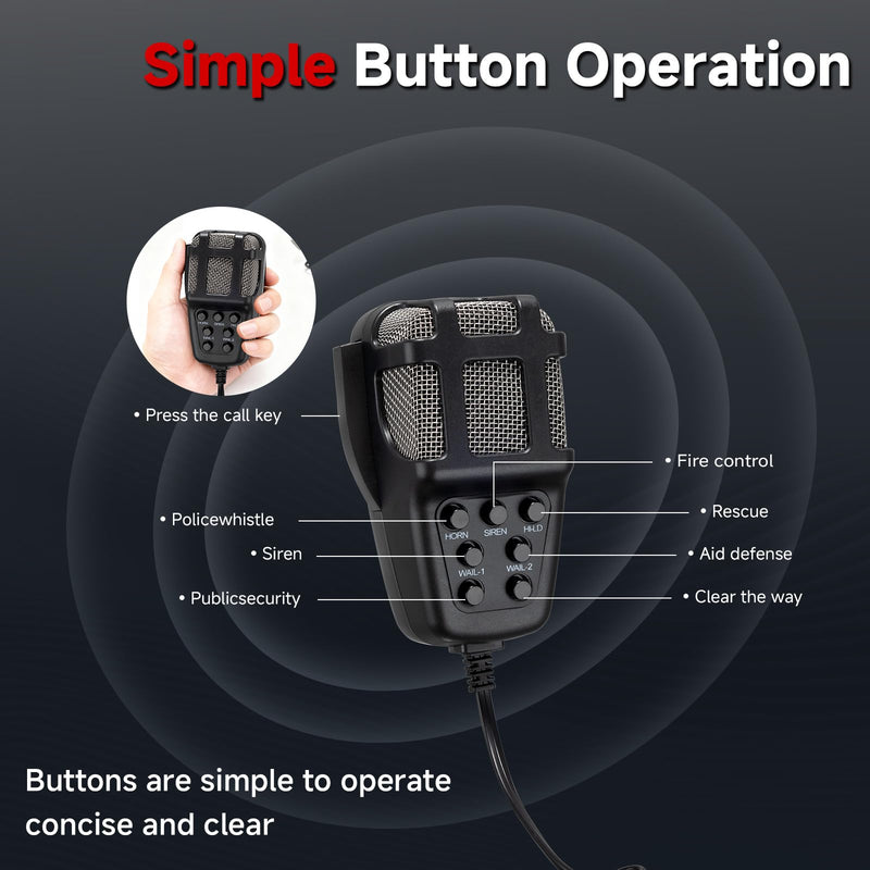 Alarm Horn Siren PA Speaker Mic System, BANHAO 100w 12v 7 Sound Loud Car Alarm Police Car Siren Speaker System Emergency Amplifier Kit for 12V Truck Lorry Boat Vehicle Siren Horn