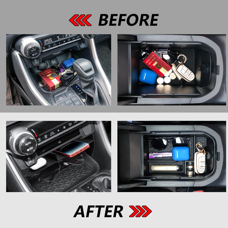 2PCS Center Console Organizer Tray and Armrest Storage Box Compatible with Toyota RAV4 2025 2024 2023 2022 2021 2020 2019 Insert Secondary Storage box Accessories 2PCS