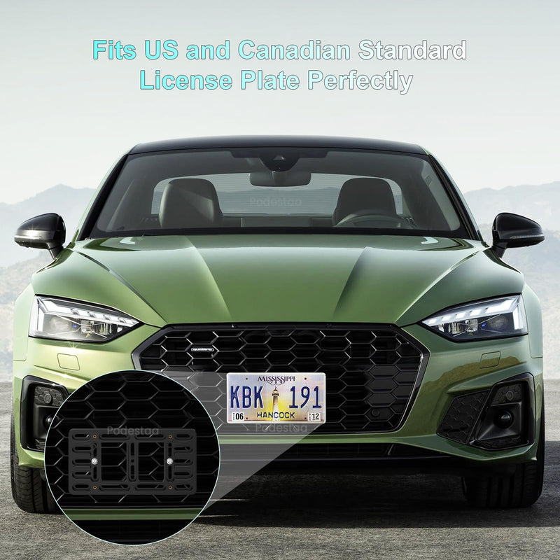 Front License Plate Bracket Holder for Audi 2000-2025 A3 A4 A5 A6 A7 A8 Quattro Sportback Allroad Q3 Q5 Q7 Q8 Premium Prestige S RS Series Bumper Car Plate Frame Mounting Kit