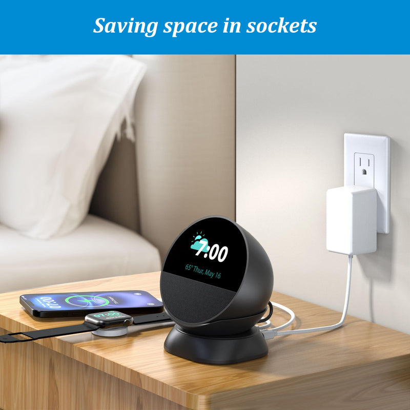 PlusAcc Stand for Spot with USB-C and USB-A Charging Ports, Desktop Holder Base Accessories for Cellphones and Earbuds, Space-Saving Design (Black) Black