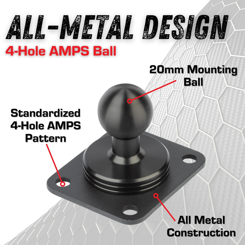 Bulletpoint Metal 4-Hole AMPS Base Mount with 20mm (0.787 inches) Mounting Ball (2 Pack)