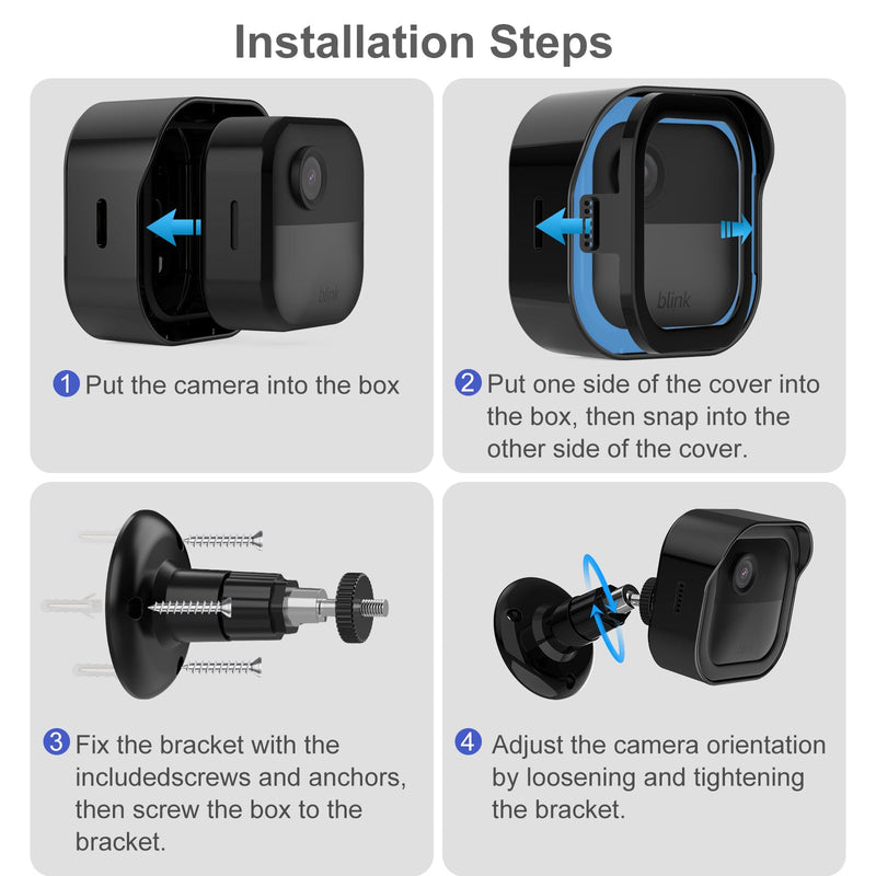 Camera Mount for Blink Outdoor 4 (4th Gen) & Blink Outdoor (3rd Gen), 5 Pack Weatherproof Protective Housing and 360° Adjustable Mount with Sync Module 2 Mount 4th gen Black