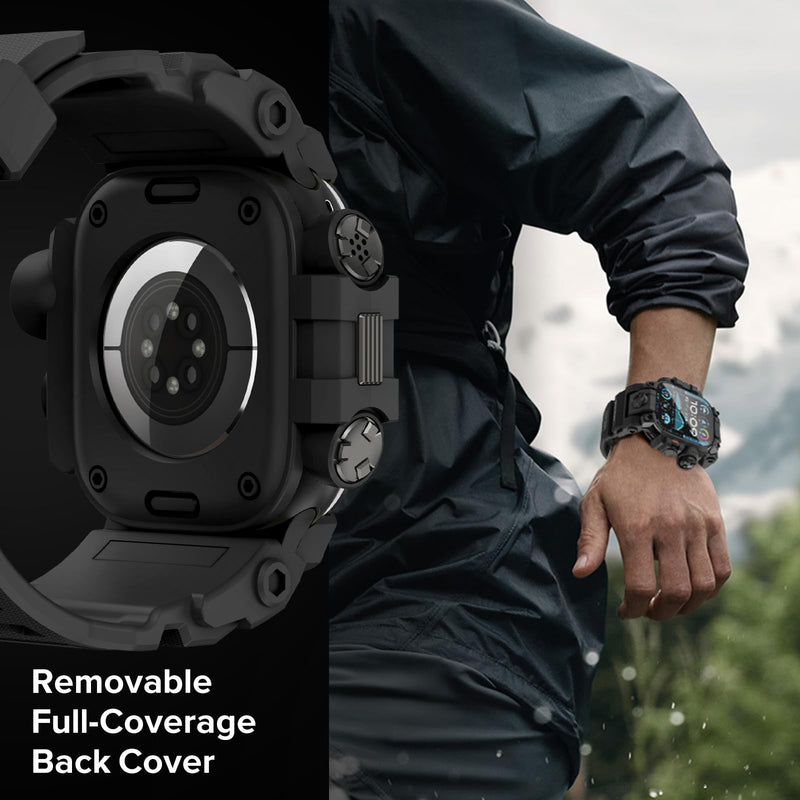KADES 2-in-1 Removable Rugged Case with Band for Apple Watch Ultra 49mm, Military Grade Shockproof Full Cover with Built-in Tempered Glass Screen Protector for Men Sports Hiking Workout Black