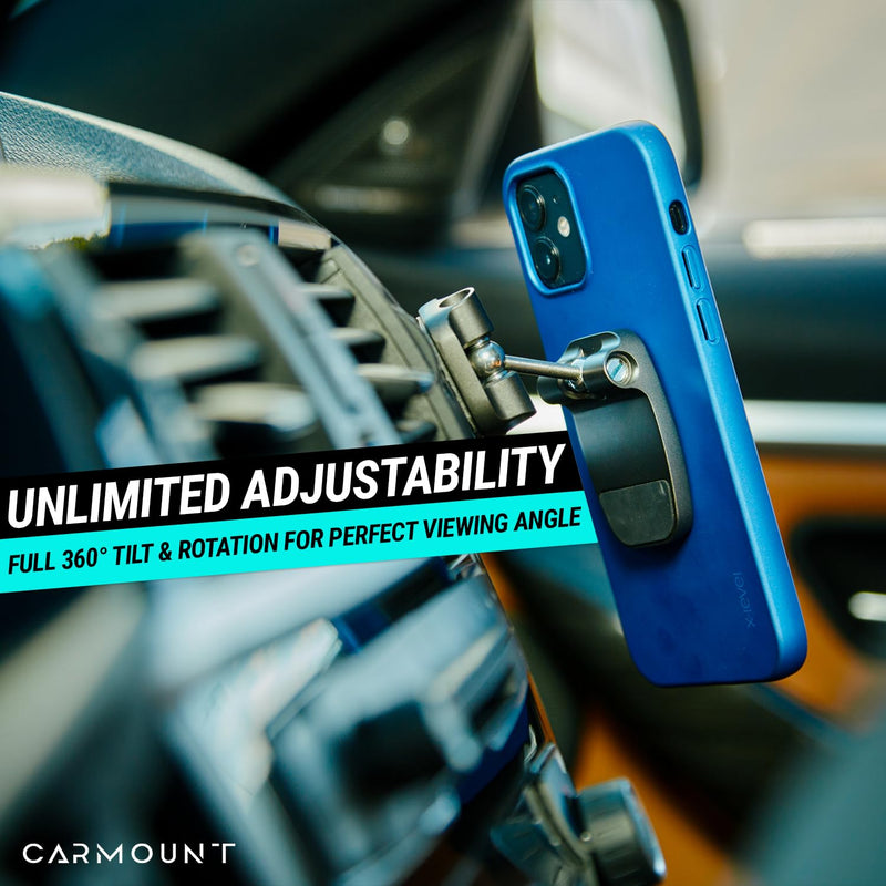 F2 Adjustable Car Mount | 2.0 Magnetic Phone Mount, Dashboard Phone Holder for Car, 6X N52 Magnets, 360° Rotation & Tilt, Universal Dash Mount for All Cell Phones 2.0 Minimal Adjustable Mount F2
