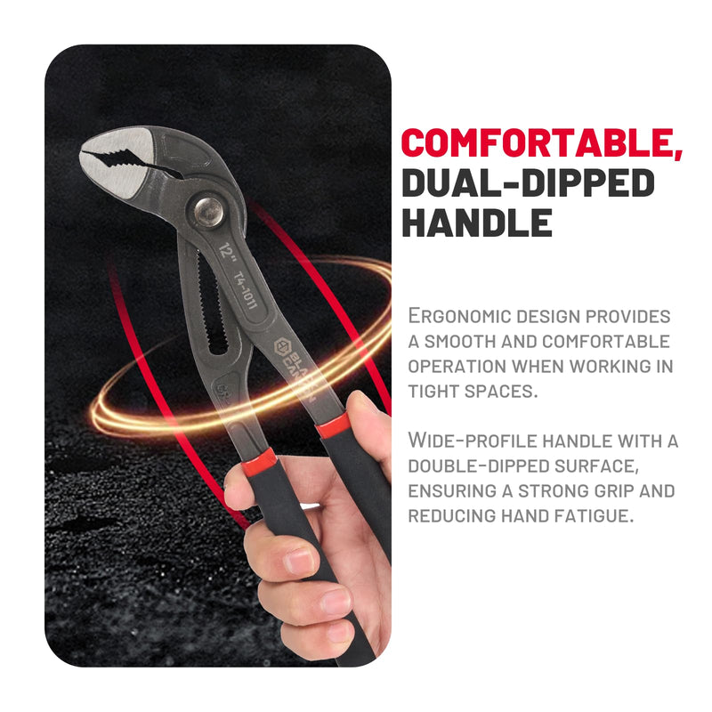 BLACK CANYON 12" Tongue and Groove Pliers, V-Jaw Groove Joint Plier with 25 Adjustable Positions, Heavy Duty 50 Cr-V Steel, Non-Slip Ergonomic Handle for Plumbing, Nuts, Bolts & Automotive Repair 12 IN