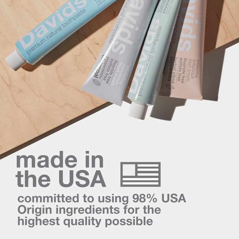 Davids Fluoride Free Toothpaste, Teeth Whitening, Antiplaque, SLS (Sulfate) Free, Promotes Enamel Health, Mouth & Gum Detox, EWG Verified, Natural Peppermint, 5.25oz (3 Pack) 5.25 Ounce (Pack of 3)