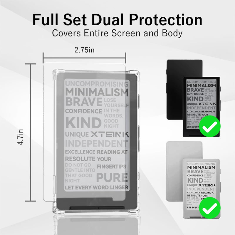 Clear Protective Case for XTEINK X4 E-Book Reader | 2-Pack Ultra-Clear Screen Protector, Lightweight, Durable Protection
