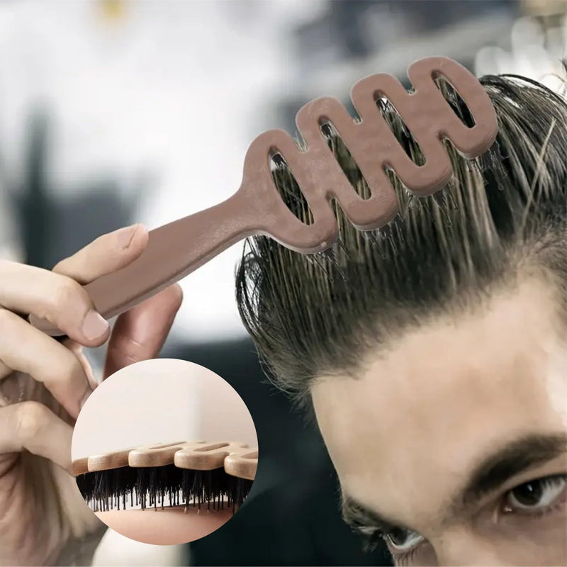 Boar Bristle Hair Brush,Hot Hair Teasing Brush for Wet Dry Curly Hair,Natural Soft Boar Bristle Brush H/air for Women Men,Ball Tipped H/air Dryer Brush for Volume Scalp Massage