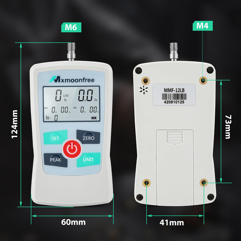110LB Digital Force Gauge Trigger Pull Meter Upgrade MMF-110LB | Data Storage for MAX MIN AVG Values Multi Units LB Oz N Kg High Precision Sensor Auto Power Off Backlit LCD