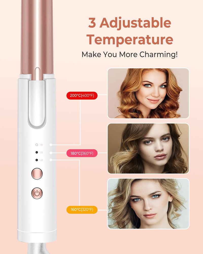 UKLISS Curling Tongs for Short Hair Medium Long Hair 25mm Mini Curling Iron | [160-200℃] 1 Inch Compact Travel Friendly Ceramic Mini Hair Curler Wand, 3 Temps Adjustable, Double Voltage (White) White