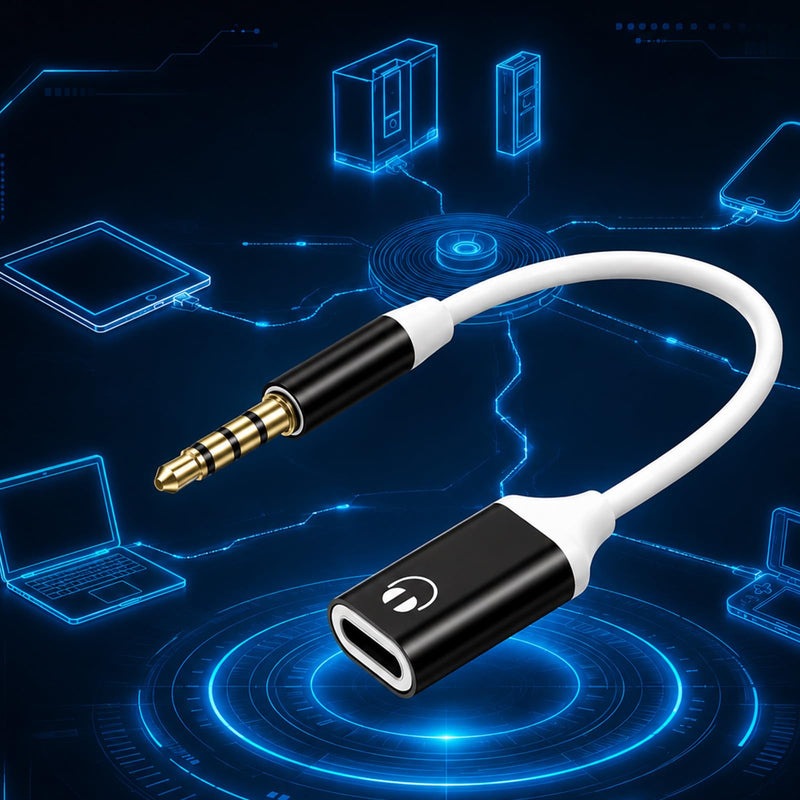 Headphone Jack Adapter, 3.5mm Male to USB-C Female Audio Adapter, Type-C to Aux Dongle for MP3 Players, CD Players, Laptops, Tablets, Smartphones, and Accessories (Black/White)