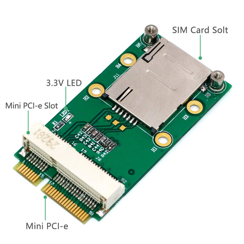 Mini PCI-E Adapter with SIM Card Slot for 3G/4G,WWAN LTE,GPS Card (Self-Elastic SIM Card Holder) Self-elastic SIM card holder