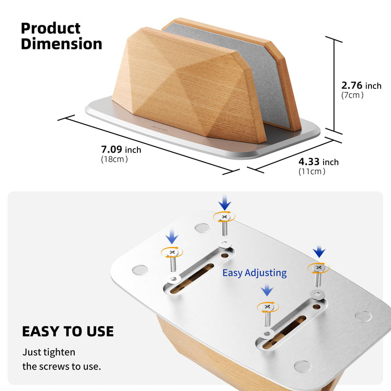 Vertical Laptop Stand - Wooden Adjustable Laptop Holder,Desktop Dock Compatible with All MacBook, Surface,Chromebook,Dell & More(Beechwood) Single Beechwood